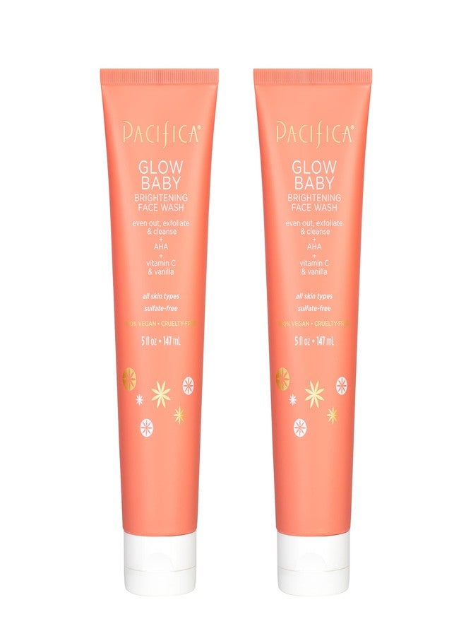 Pacifica Beauty Glow Baby Brightening Face Wash Set, Skincare, Face Cleanser, Exfoliator, AHA, Even Skin Tone, VItamin C, Vanilla, Sulfate and Paraben Free, Vegan, 5 fl oz Each (Set of 2) - Image 1